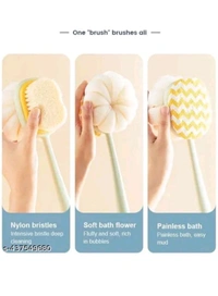 ZA0083 USD $ 11.00 aaravvvvvv Name: Heavy 2 IN 1 Bath Body Brush  with Soft Loofah and Bristles,Back Scrubber with Curved Long Handled Shower Brush for Wet or Dry, Women & Men rb.gy/9ryvv3