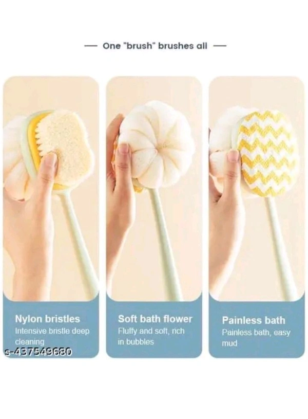 ZA0083 USD $ 11.00 aaravvvvvv Name: Heavy 2 IN 1 Bath Body Brush  with Soft Loofah and Bristles,Back Scrubber with Curved Long Handled Shower Brush for Wet or Dry, Women & Men rb.gy/9ryvv3