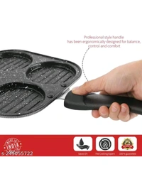 ZA0087 USD $ 11.00 TREND E RETAIL Name: TER Non Stick Grill Pan Mini Pan Uttapam Tawa Aluminum Multi Snack Maker 4 Cavity, Pancake Maker (Black) rb.gy/aicxx2