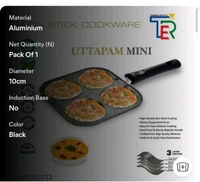 ZA0087 USD $ 11.00 TREND E RETAIL Name: TER Non Stick Grill Pan Mini Pan Uttapam Tawa Aluminum Multi Snack Maker 4 Cavity, Pancake Maker (Black) rb.gy/aicxx2