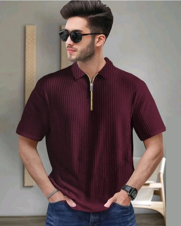 ZA0120 USD $ 13.00 VSK ONLINE SERVICES ( DELHI) SELF DESIGN MEN MAHROON T- SHIRT rb.gy/lfpg7i