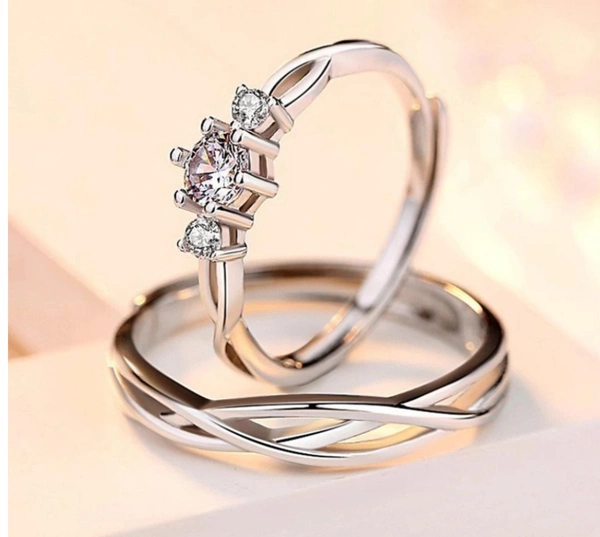 Couple Rings - Silver, Adjustable