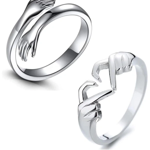 Couple Rings - Silver, Adjustable