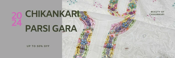 Chikankari with Parsi work Beauty!