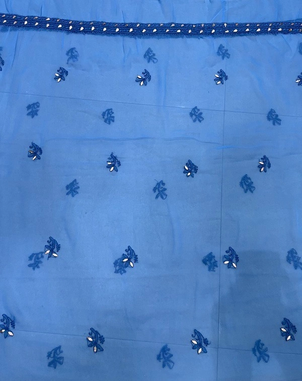 Blue Chikankari Georgette Unstiched Suit - Blue, Unstiched