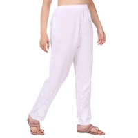 Chikankari Mulmul Straight Palazzo - White, Free