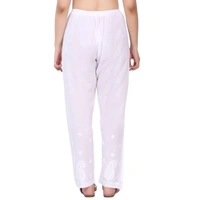 Chikankari Mulmul Straight Palazzo - White, Free