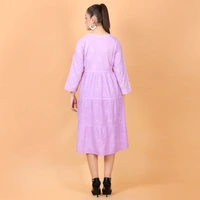 Lilac Chikankari Mulmul Three Layer Frock - Lilac, M(38)