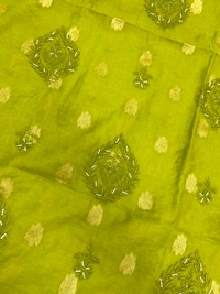 Mehndi Chikankari Unstiched Kurta Dupatta  - Mehndi Green, Unstiched