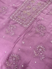 Onion Pink Chikankari Kurta Dupatta  - Onion Pink, Unstiched