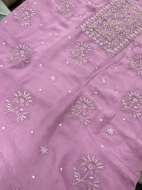 Onion Pink Chikankari Kurta Dupatta  - Onion Pink, Unstiched