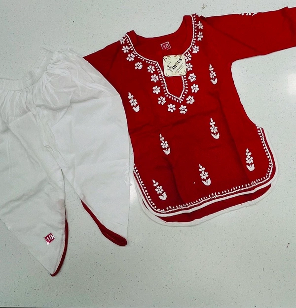 Small Chikankari Kurti With Dhoti Set