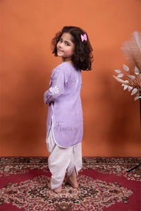 Small Chikankari Kurti With Dhoti Set - 16, Purple