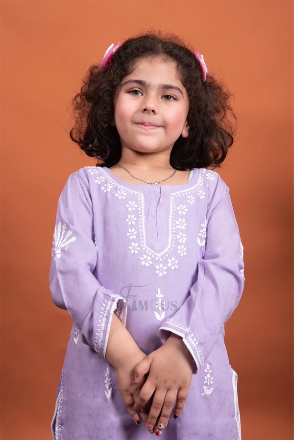 Small Chikankari Kurti With Dhoti Set - 16, Purple