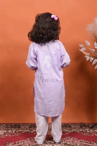 Purple Chikankari Kids Kurti Plazo Sets  - Purple, 20