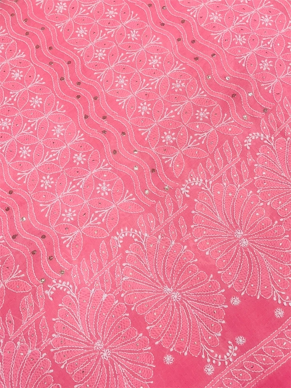 Peach Chikankari Unstiched Dress Material 