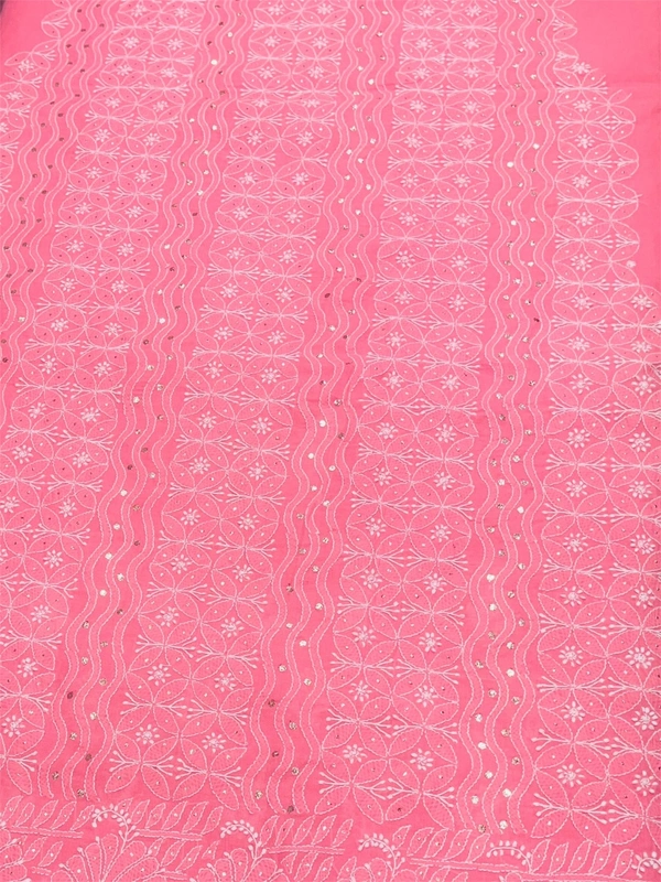 Peach Chikankari Unstiched Dress Material 