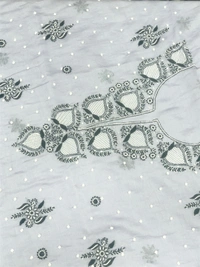 Grey Chikankari Unstiched Dress In Mul Chanderi - Grey