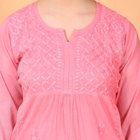 Peach Chikankari Side Pocket Style Kurti - XL(42)