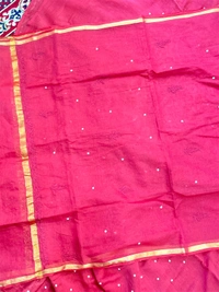 Maroon Chikankari Unstiched MulChanderi Dress Material - Maroon, Unstiched