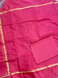 Maroon Chikankari Unstiched MulChanderi Dress Material - Maroon, Unstiched