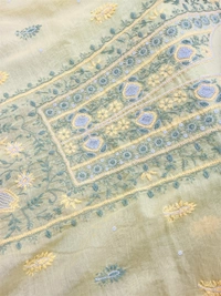 Lemon Yellow Chikankari Mulchanderi Unstiched Dress Material - Lemon Yellow, Unstiched