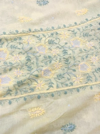 Lemon Yellow Chikankari Mulchanderi Unstiched Dress Material - Lemon Yellow, Unstiched