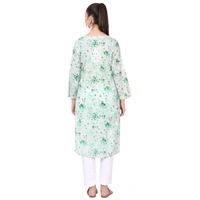 Soft Green Mulprint Chikankari Long Kurti - Green, 4XL(48)
