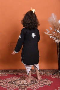 Black Chikankari Kidswear Dhoti Set - Black, 20