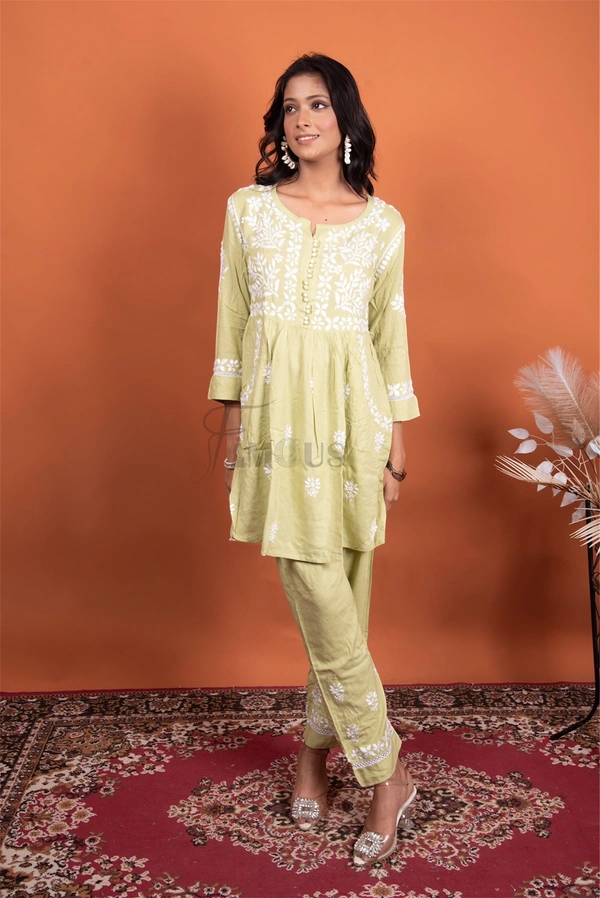 Fawn Chikankari Pocket Style Coord Set - Fawn, M(38)