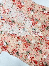 Mulmul Print Chikankari Stiched Kurti Plazo Set - Carrot, XL(42)