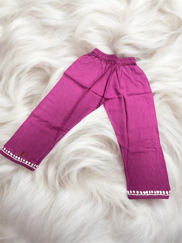 Magenta Pink Reyon Chikankari Kids Dress - Magenta Pink, 16