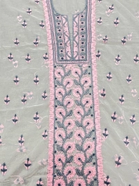 Premium Chikankari White And Pink Threads  Kurta Dupatta  Set - Off White, Unstiched