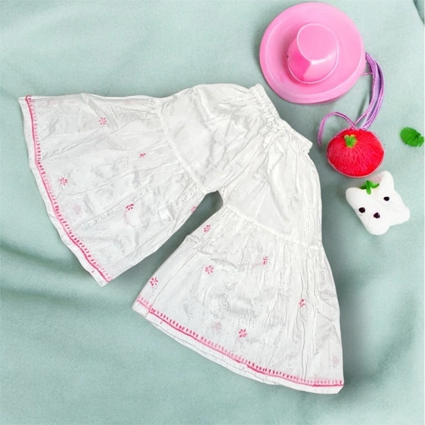 Kids Chikankari Kurti Gharara Set(Pink) - White, 18