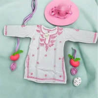 Kids Chikankari Kurti Gharara Set(Pink) - White, 30