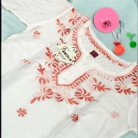 Kids Chikankari Kurti Gharara Set(Peach) - White, 22