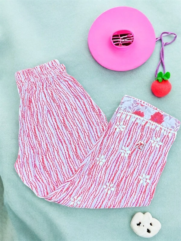 Kids Chikankari  Co-ord Sets In Mulmul Print(Carrot Pink) - Carrot Pink, 36