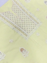 Limegreen Chikankari Unstiched Cotton Dress Material - Unstiched, Limegreen