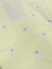 Limegreen Chikankari Unstiched Cotton Dress Material - Unstiched, Limegreen