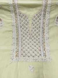 Limegreen Chikankari Unstiched Cotton Dress Material - Unstiched, Limegreen