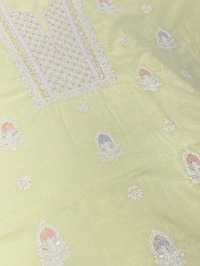 Limegreen Chikankari Unstiched Cotton Dress Material - Unstiched, Limegreen