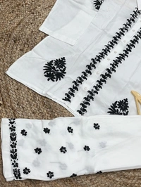 Chikankari White/Black Coord Sets  - White, XL(42)