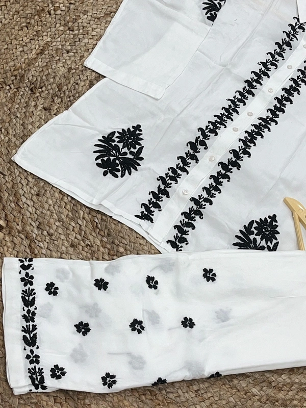 Chikankari White/Black Coord Sets  - White, M(38)