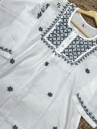 Chikankari White/Grey Coord Set - White, M(38)