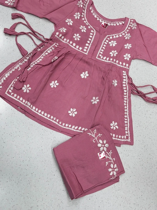 Small Chikankari Naira Style Sets - Onion Pink, 30