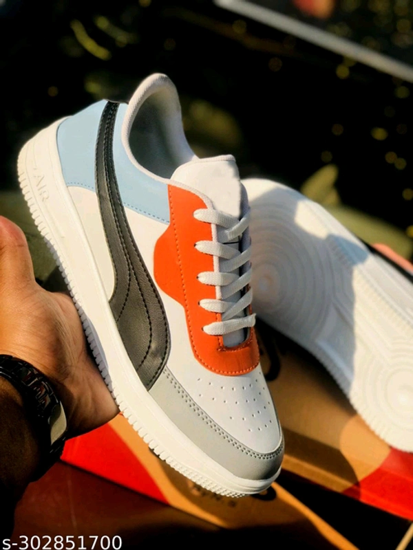 Mixed Color Classy Premium Looking Lightweight And Durable Sneakers(1) - Web Orange, 8
