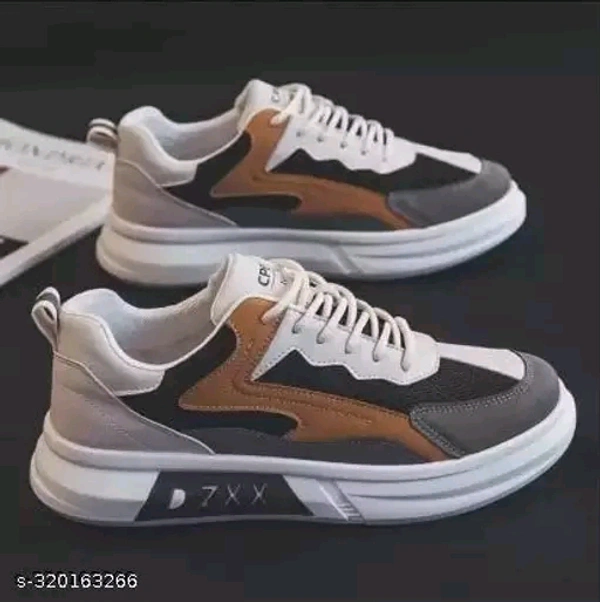 Trendy Classy Brown/blue Light Weight Sneakers(3) - Brown, 7