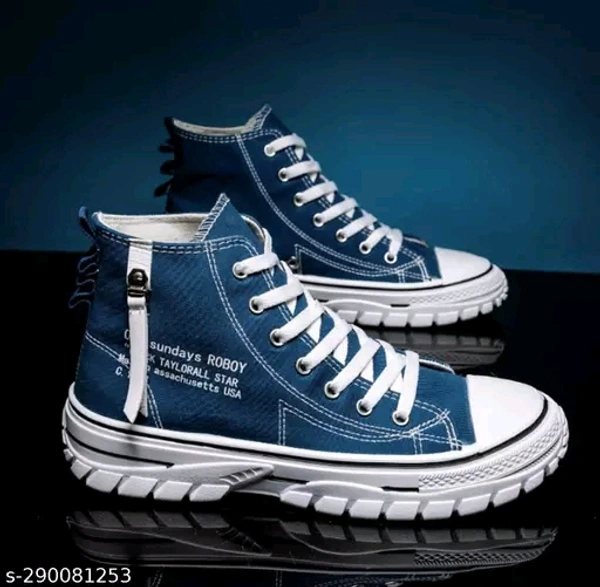 Casual,Partywear High Top Lightweight Sneakers (11) - Cornflower Blue, 6