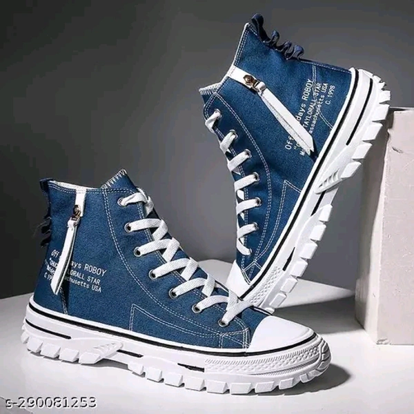 Casual,Partywear High Top Lightweight Sneakers (11) - Cornflower Blue, 8