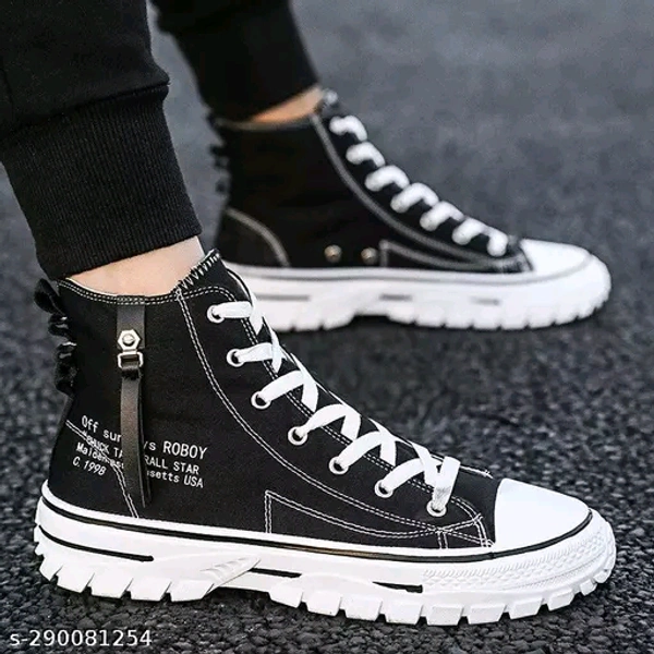 Casual,Partywear High Top Lightweight Sneakers (11) - Black, 6